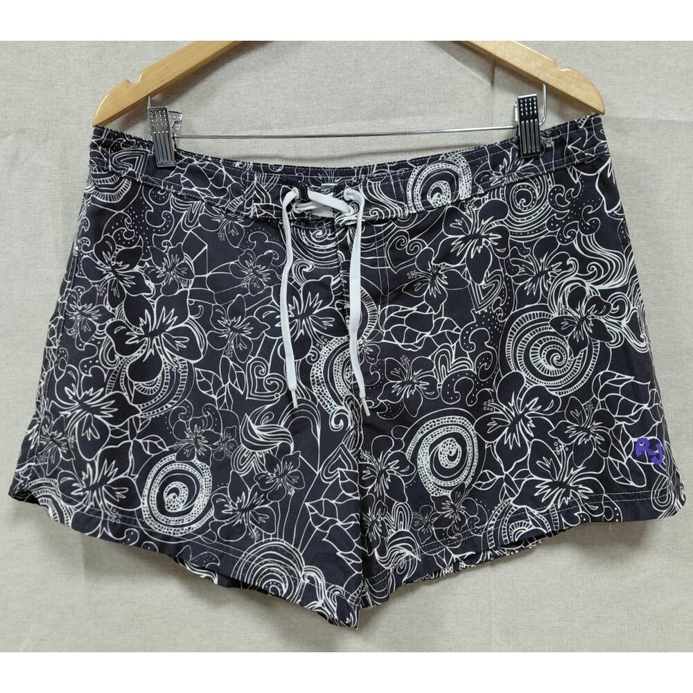 Ron Jon Surf Shop Floral Swim Shorts Black Lightweight Men Size XL